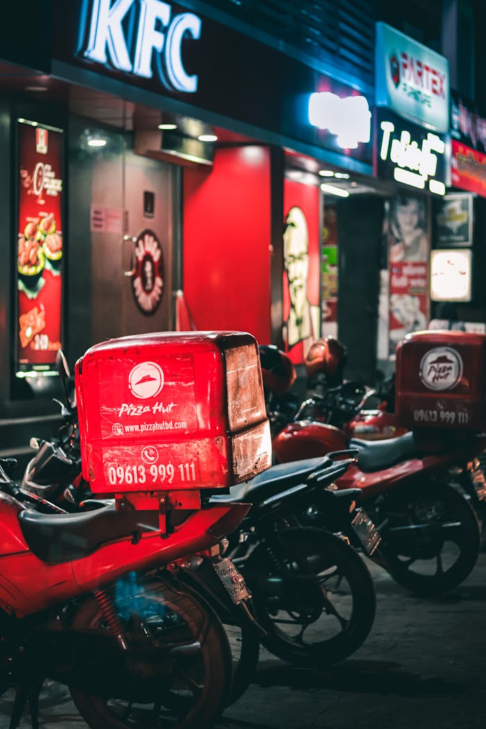 Photo of Motorcycles Parked Near Fast Food Restaurants